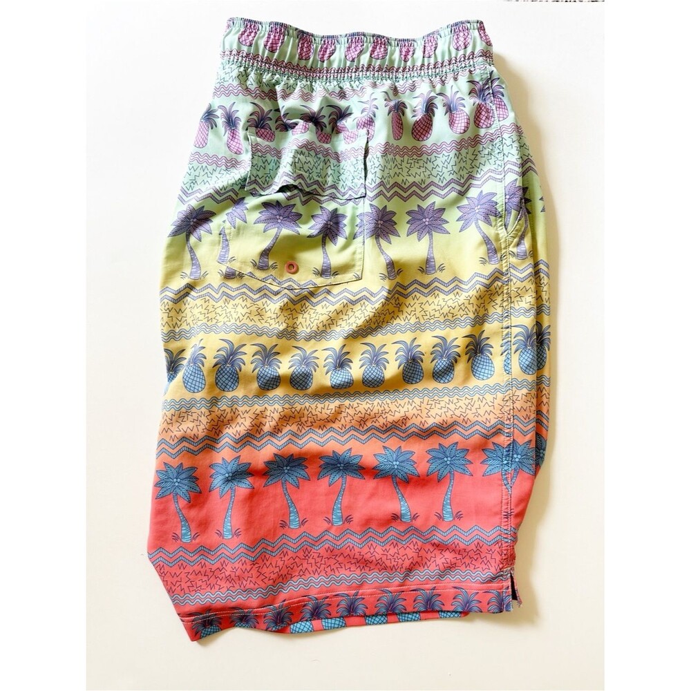 Caribbean Pineapple palm Tree Tropical Swim Trunks